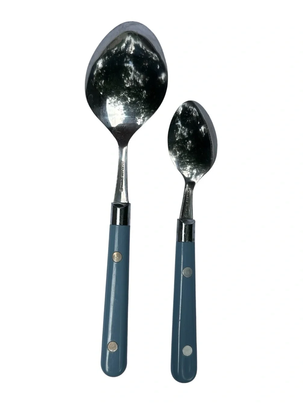 Blue Handle Stainless Steel Serving Spoon Set - Washington Forge (Mardi Gras)